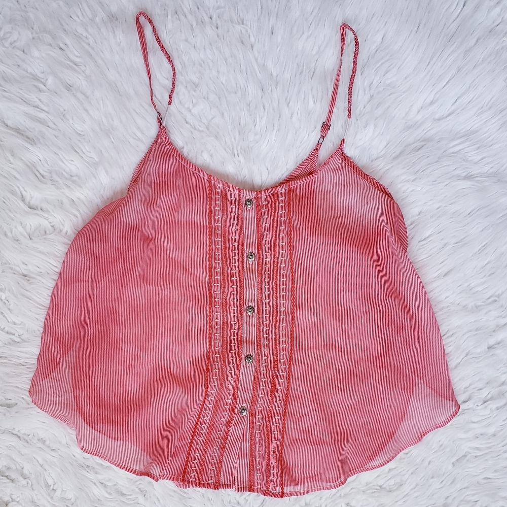 SALE Aerie M red sheer flowy open sided blouse top